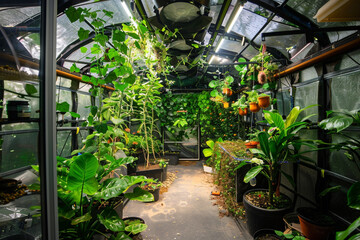Botanical experiments being conducted in a galactic greenhouse 