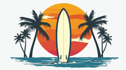 Silhouette of surfboard on white background Vector illustration