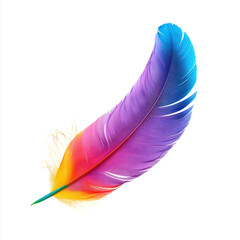 floated colorful feather isolate on transparency background PNG