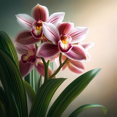 Heat-tolerant Cymbidium orchid - obrazy, fototapety, plakaty