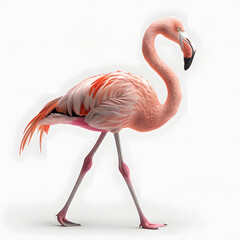 Graceful flamingo character isolated on white background, png
 - obrazy, fototapety, plakaty