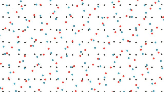 Many colored dots form a simple animation, moving like atoms.