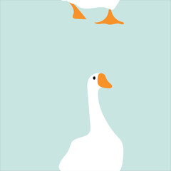 little goose in baby blue background 