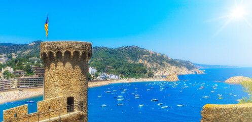 Fortress and bay of Tossa de Mar, Catalunia,Costa Brava,Spain