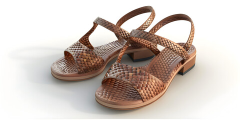 Naklejka premium Showcase of Authentic Leather Sandals on White Background. 