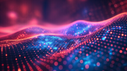 Technology background perspective retro grid. Futuristic cyber surface 80s - 90s styled. Vector blue mesh on a colorful background. Digital space wireframe landscape.