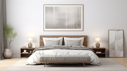 A chic post frame mockup enhancing a modern bedroom