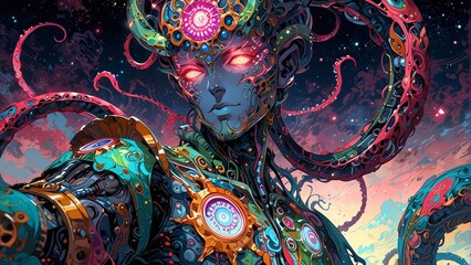 触手のある男性アンドロイド,Generative AI AI画像