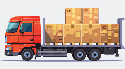 Transport truck with vagon of packing box Vector illustration