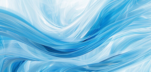 Fototapeta premium Sky blue abstract wave pattern, vividly isolated on white, captured in high definition.