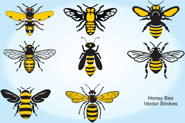  World Bee Day, May 20 Banner, poster or flyer idea. Flat honey bee icons in editable vector format. Cute bee images. eps 10.