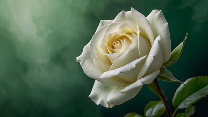 Portrait of pastel vanilla color rose on the black background. Macro photography of nature.
