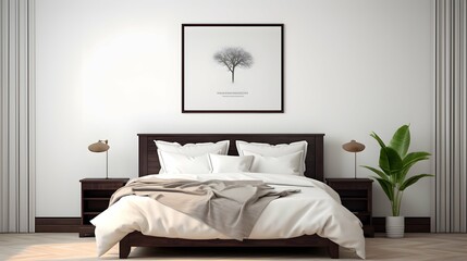 A refined post frame mockup complementing a stylish bedroom
