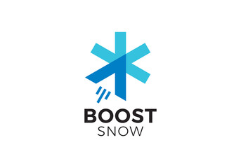fast snow logo design. snow ice plane symbol vector design