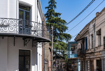 Window of old Tbilisi in sunny day