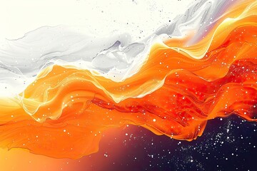 A colorful, abstract painting with orange and white swirls and stars. The painting has a dreamy, ethereal quality to it