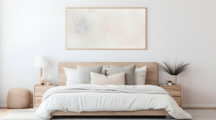 An artful post frame mockup enhancing a sophisticated bedroom