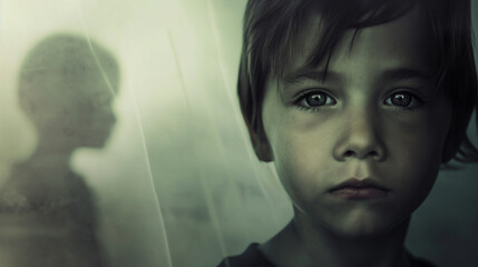 Internationaler Tag der vermissten Kinder 09. Mai Portrait eines traurigen Kindes Kinderaugen Emotional Generative AI