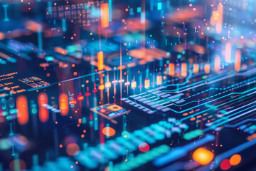 Close-up of a financial report on blockchain technology impact in banking, with charts and graphs 