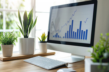 computer chart of business technology concept evaluation growth finance.