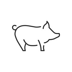 Pig icon. A stylized silhouette of a pig, commonly associated with farm life and meat production. This icon is widely used to represent agriculture, butchery, and rural economies. Vector illustration