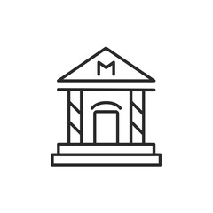 Museum building icon. Simple and recognizable icon suitable for indicating museums on maps, in travel apps, cultural guides, and educational materials. Vector illustration