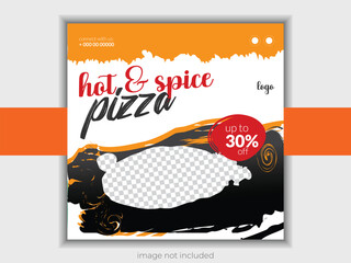Food social media banner design template. Best offer Pizza social media post vector illustration.