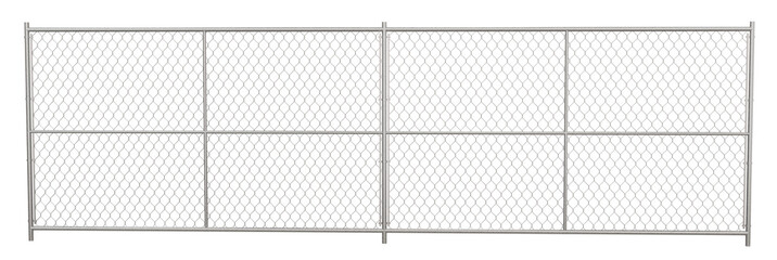 3D illustration features a classic metal wire fence (chain link) isolated on a transparent background. Ideal for showcasing secure perimeters in design projects. © Luminax Visuals