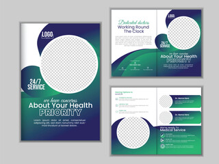 modern 4 page medical bi fold brochure template design.