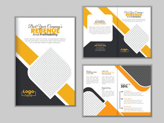 business brochure design cover template yellow color creative modern bi fold brochure corporate.
