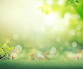 Obraz premium Fresh Spring Background with Dewy Grass and Bokeh Lights