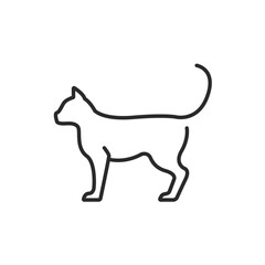 Cat icon. A minimalistic representation of a cat, a common household pet known for its independence and grace. Ideal for use in materials related to pet care, veterinary services. Vector illustration 