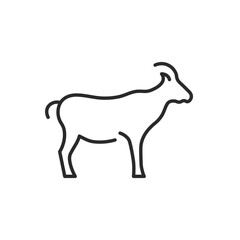 Goat icon. A simple outline of a goat, symbolizing farm life, agriculture, and sustainable farming practices. This icon is ideal for use in materials related to farming and rural. Vector illustration