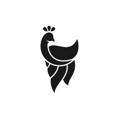 silhouette peacock logo animal design vector