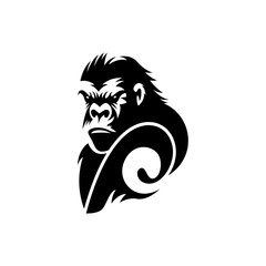 Silhouette gorilla logo design vector
