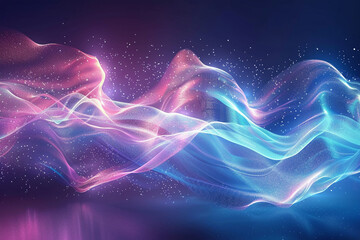 Fototapeta premium Technology digital wave background of futuristic energy design colours flow graphic light modern science wallpaper illustration.