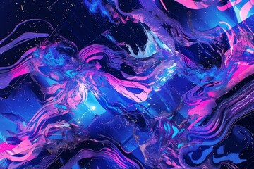 Neon Refractography: Cyberpunk Harajuku Haute Couture Marble