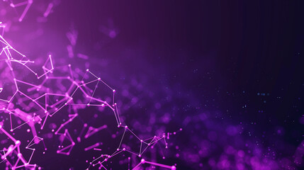 Twilight gradient with neon tiny molecular networks a smooth transition from purple to black with glowing small polygonal forms illustrating advanced technology.