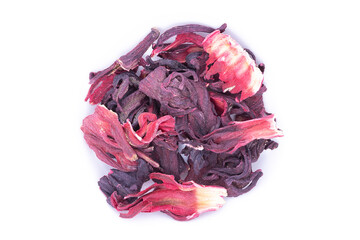Hibiscus tea sudanese rose on white background isolate for advertising
