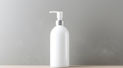White and transparent pump bottle mockup, on a clean backdrop