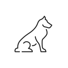 Dog icon. A simplified representation of a seated dog, often a symbol of loyalty, companionship, and domestic life. Perfect for use in pet care, veterinary services. Vector illustration 