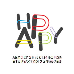 alphabet playful art decorative font, letters A, B, C, D, E, F, G, H, I, J, K, L, M, N, O, P, Q, R, S, T, U, V, W, X, Y, Z and numerals 0, 1, 2, 3, 4, 5, 6, 7, 8, 9, vector illustration 10EPS