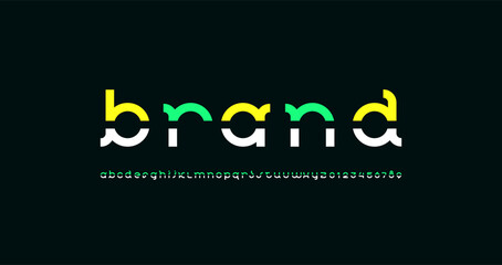 Design font, rounded modern cut alphabet, trendy letters from A to Z and numbers from 0 to 9, vector illustration 10EPS