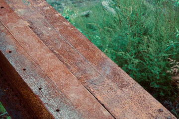 Old rusted beam in the forest