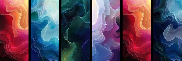 A collection set of wavy colorful backdrops in different designs for insta post and story. web design banner.