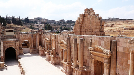 The south theater of the ancient city of Jerash stands as one of the world's most impeccably...