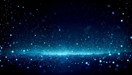 Magical Blue Background with Glowing Dots and Blurred Lights