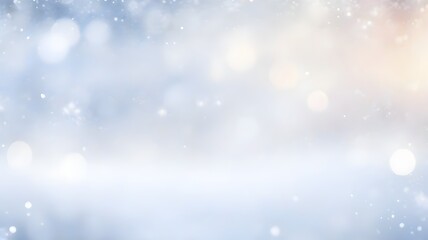 Winter forest with snowflakes and bokeh effect. Christmas background