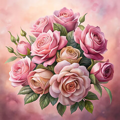 Invitation painting postcard rose watercolor wedding romantic birthday border greeting wallpaper