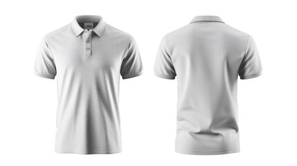 Grey Polo Shirt Design Template. Front and Back Mockup Isolated on White Background for Fashion 